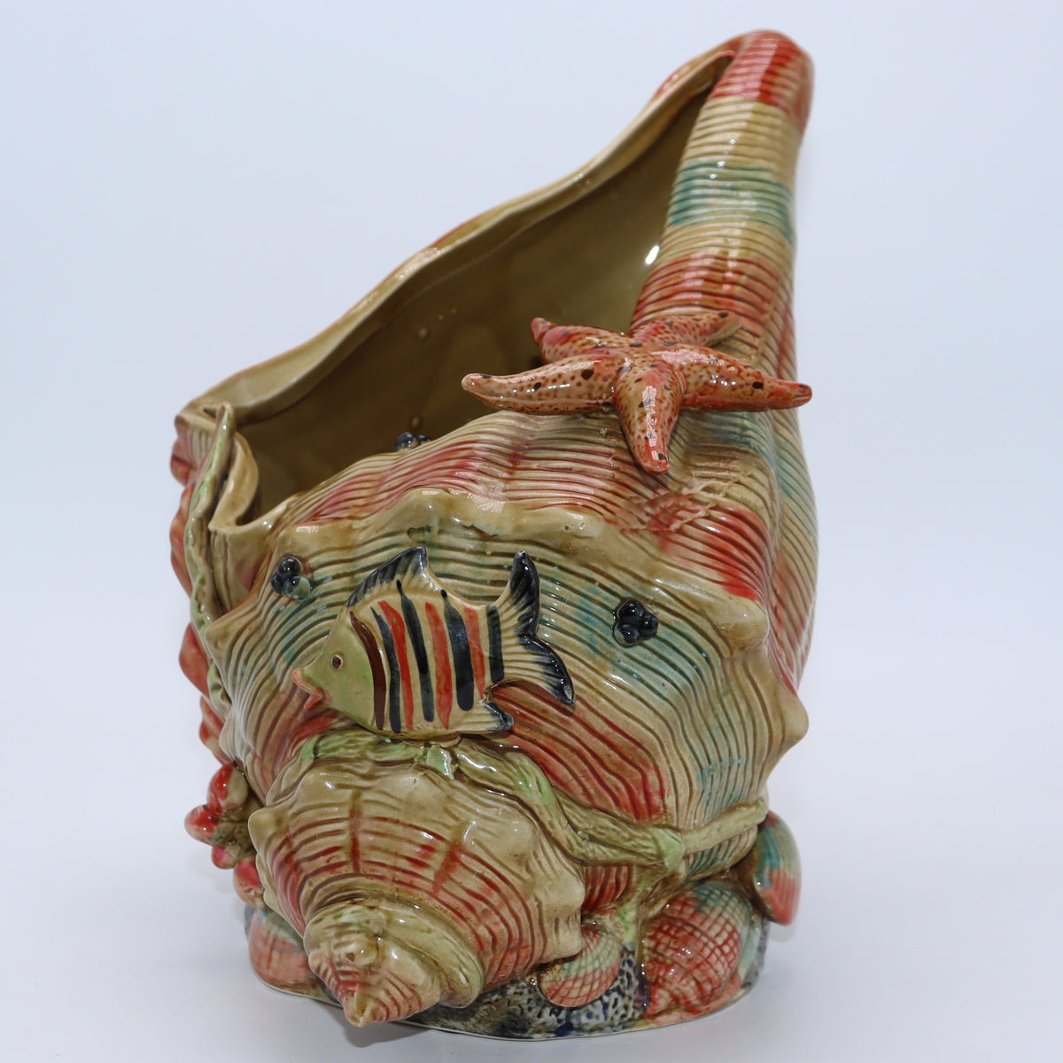 French Majolica multi-color shell, c. 1960 – Jan Showers